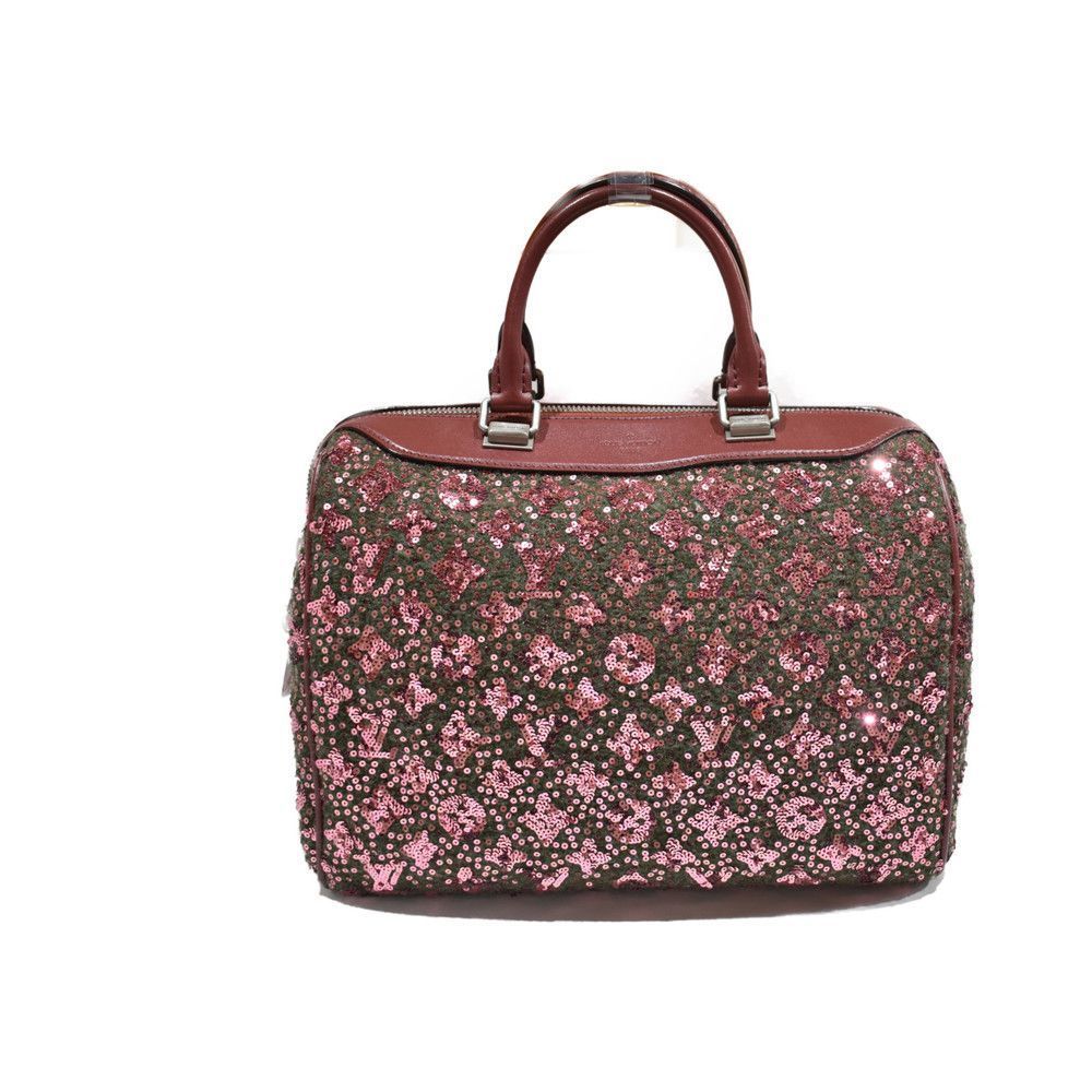 Speedy Felt Bag Boston Bag Monogram Sunshine Express Pink Wine Red Leather